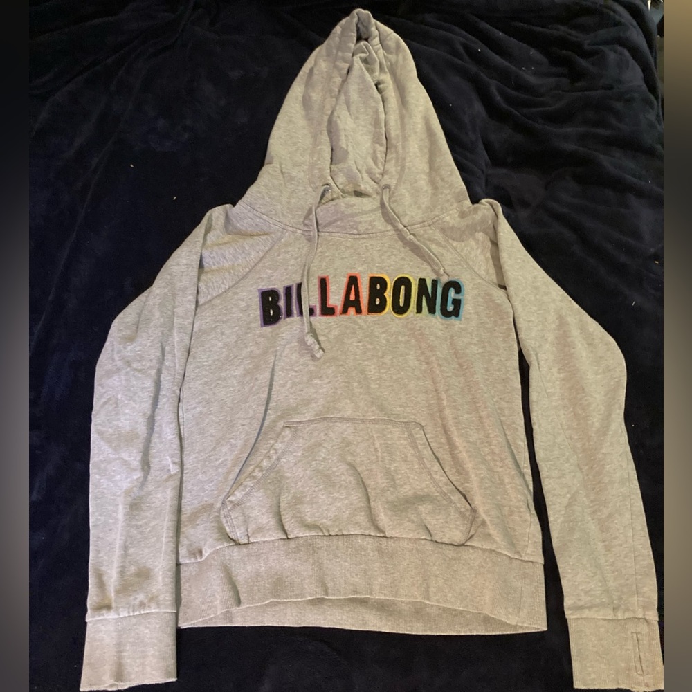 Billabong grey rainbow lettering hoodie